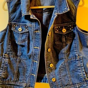 Women’s Vest Lot-Dress Barn Denim Vest with Stud Embellishments & two others-XL